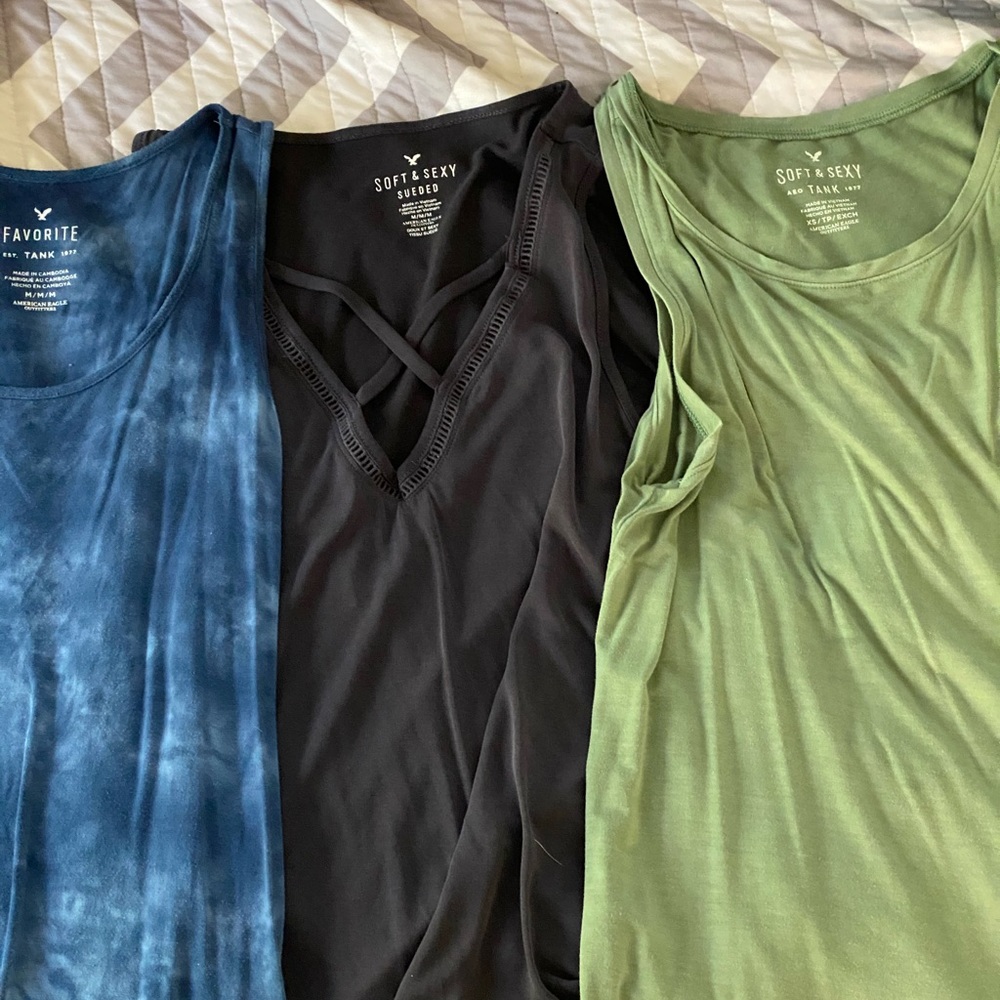 Three American Eagle tank tops